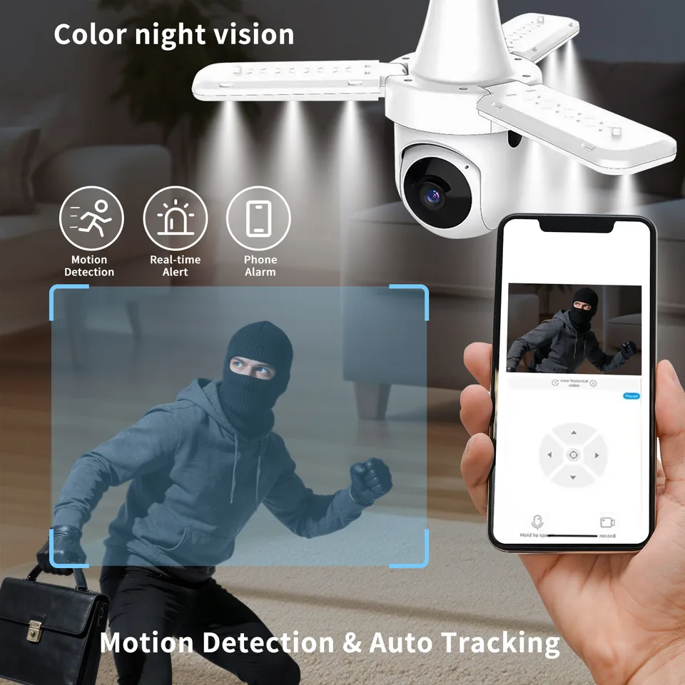 Only Self Pickup---Surveillance Camera Three-leaf Fan Bulb view 7