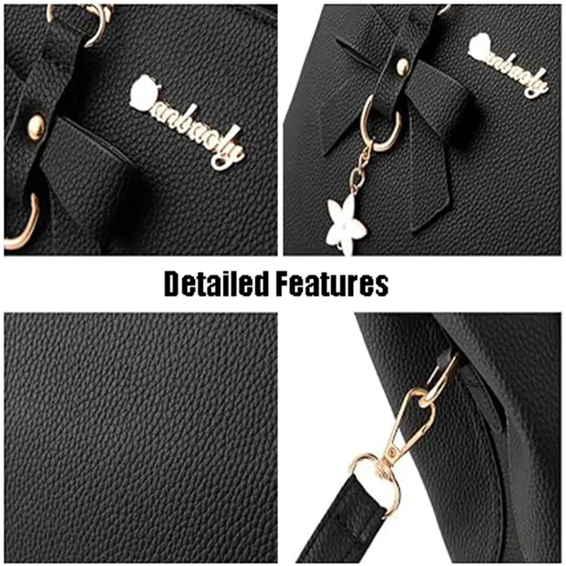 Top-handle Handbags Purse For Women Small Satchel PU Leather Shoulder Crossbody Bag With Bowtie Pendant view 5