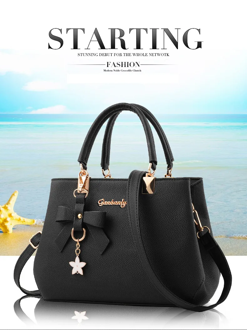 Top-handle Handbags Purse For Women Small Satchel PU Leather Shoulder Crossbody Bag With Bowtie Pendant view 6