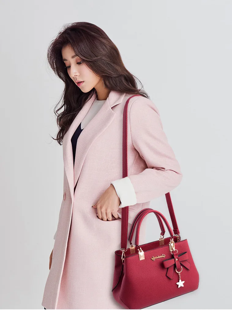 Top-handle Handbags Purse For Women Small Satchel PU Leather Shoulder Crossbody Bag With Bowtie Pendant view 14