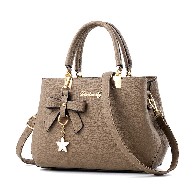 Top-handle Handbags Purse For Women Small Satchel PU Leather Shoulder Crossbody Bag With Bowtie Pendant view 3