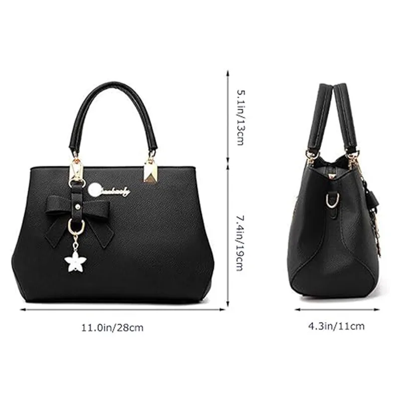 Top-handle Handbags Purse For Women Small Satchel PU Leather Shoulder Crossbody Bag With Bowtie Pendant view 10