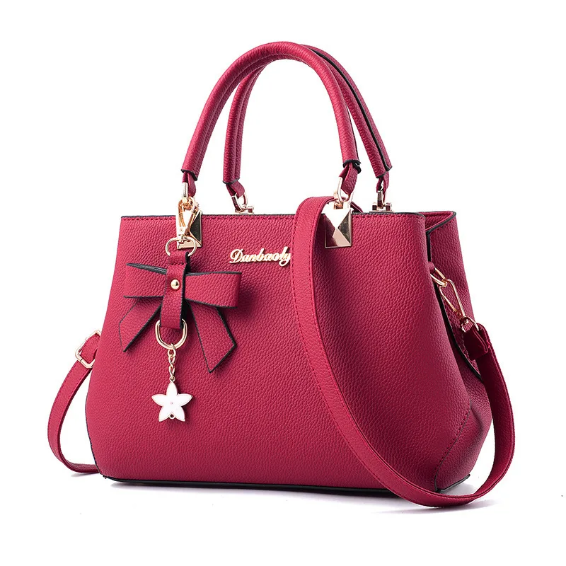 Top-handle Handbags Purse For Women Small Satchel PU Leather Shoulder Crossbody Bag With Bowtie Pendant view 8