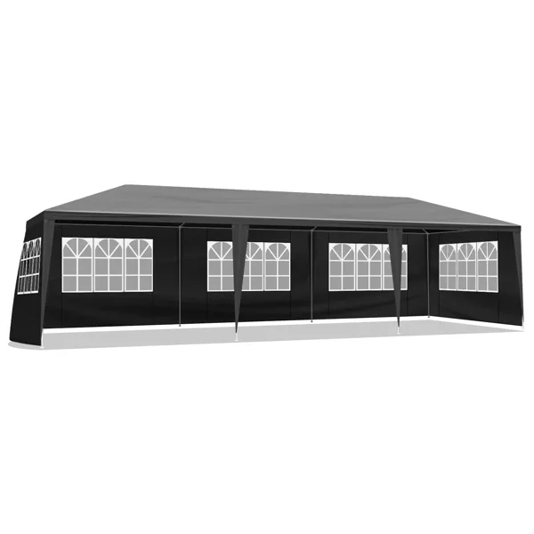 10'x30' Outdoor Party Tent With 8 Removable Sidewalls, Waterproof Canopy Patio Wedding Gazebo Black view 3
