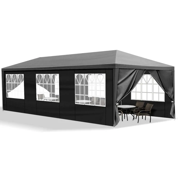 10'x30' Outdoor Party Tent With 8 Removable Sidewalls, Waterproof Canopy Patio Wedding Gazebo Black view 4