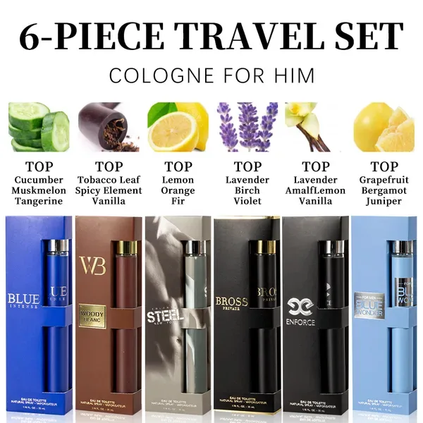6pcs Set, 1.18fl.oz 35ml Each Bottle, Men's Eau De Toilette Spray, Long-Lasting Perfume, 6 Different Scent, Perfect For Dating, Daily Life, Parties, Gift Giving view 2