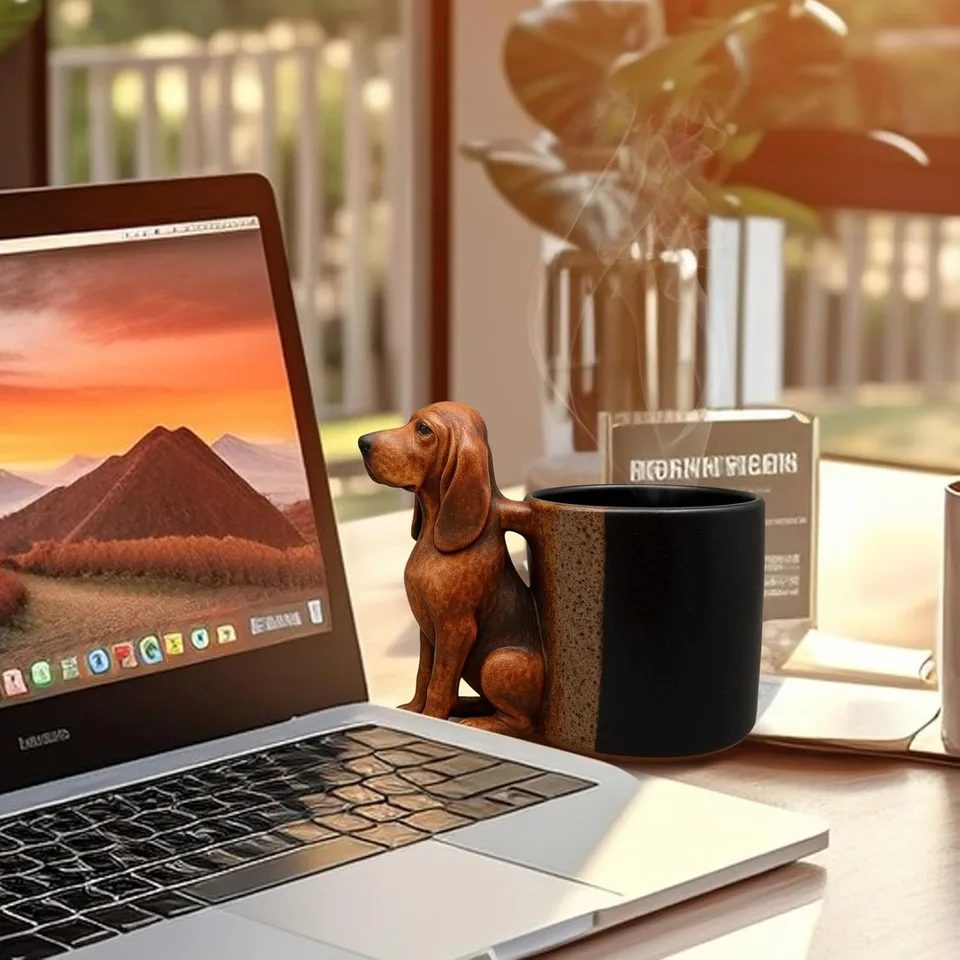 3D Handmade Dachshund Mug, Creative 3D Animal Shape Ceramic Mug,11 Oz Unique Dog Coffee Mugs view 3