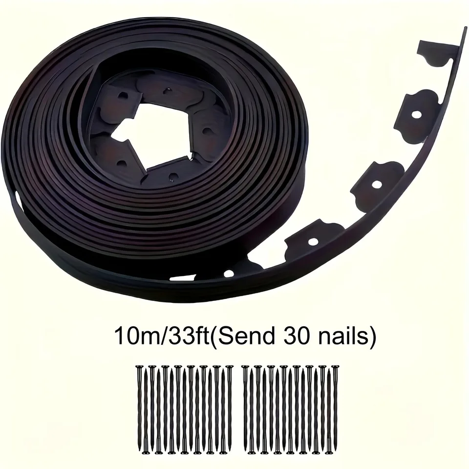 Landscape Edging With Anchoring Spikes No-Dig Garden Edging Kit Flexible Plastic Supplies For Flower Beds, Patios, Lawns, Pavers, And Paths