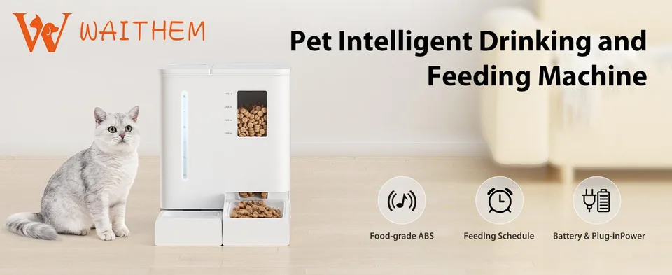 Waithem Wi Fi Automatic Pet Feeder & Waterer 2-in-1 Set App-Controlled, 2-Week Capacity, Detachable &Washable, Moisture-Proof view 3