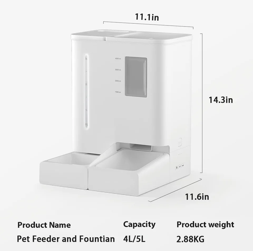 Waithem Wi Fi Automatic Pet Feeder & Waterer 2-in-1 Set App-Controlled, 2-Week Capacity, Detachable &Washable, Moisture-Proof view 2