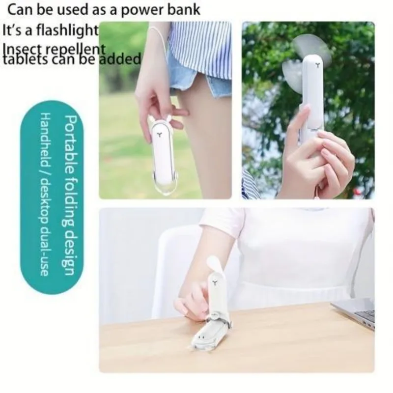 3-in-1 Portable Foldable Handheld Fan With Mini USB-Rechargeable Flashlight view 4