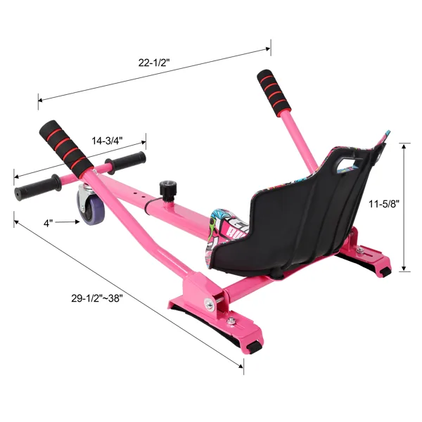 Hoverboard Seat Attachment Go-Kart,Fits 6.5in   8in 10in Hoverboards,Sturdy Adjustable Off-Road Frame,Hover Cart For Family Fun,not Include Hoverboard,Pink view 3