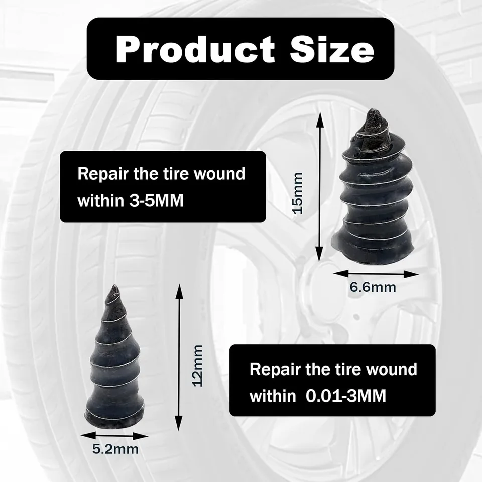 60Pcs Tire Repair Rubber Nail, Rubber Screw Tire Plugs Repair Nail Kit Tires Quick Puncture Repair Tools For Auto Motorcycle, Truck, Tractor Tire Puncture Repair view 4