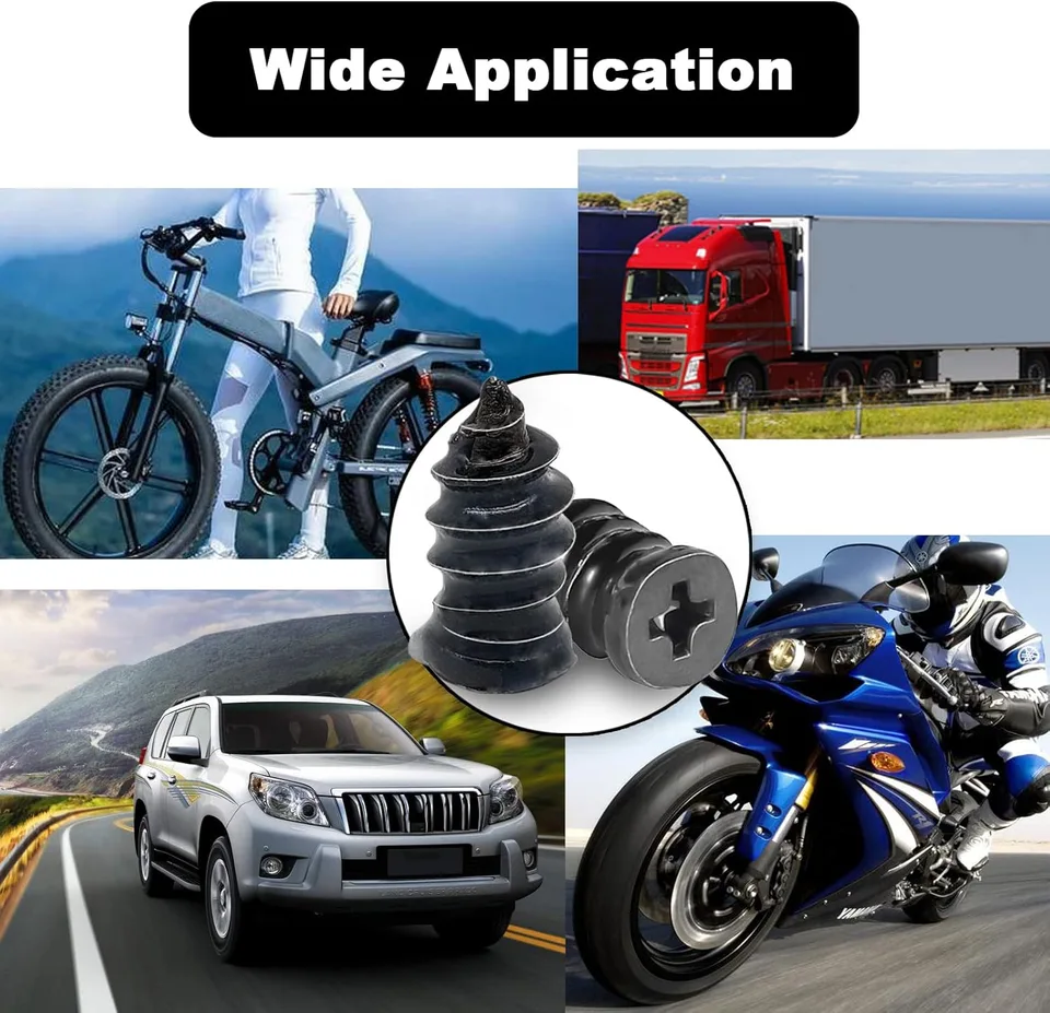 60Pcs Tire Repair Rubber Nail, Rubber Screw Tire Plugs Repair Nail Kit Tires Quick Puncture Repair Tools For Auto Motorcycle, Truck, Tractor Tire Puncture Repair view 3