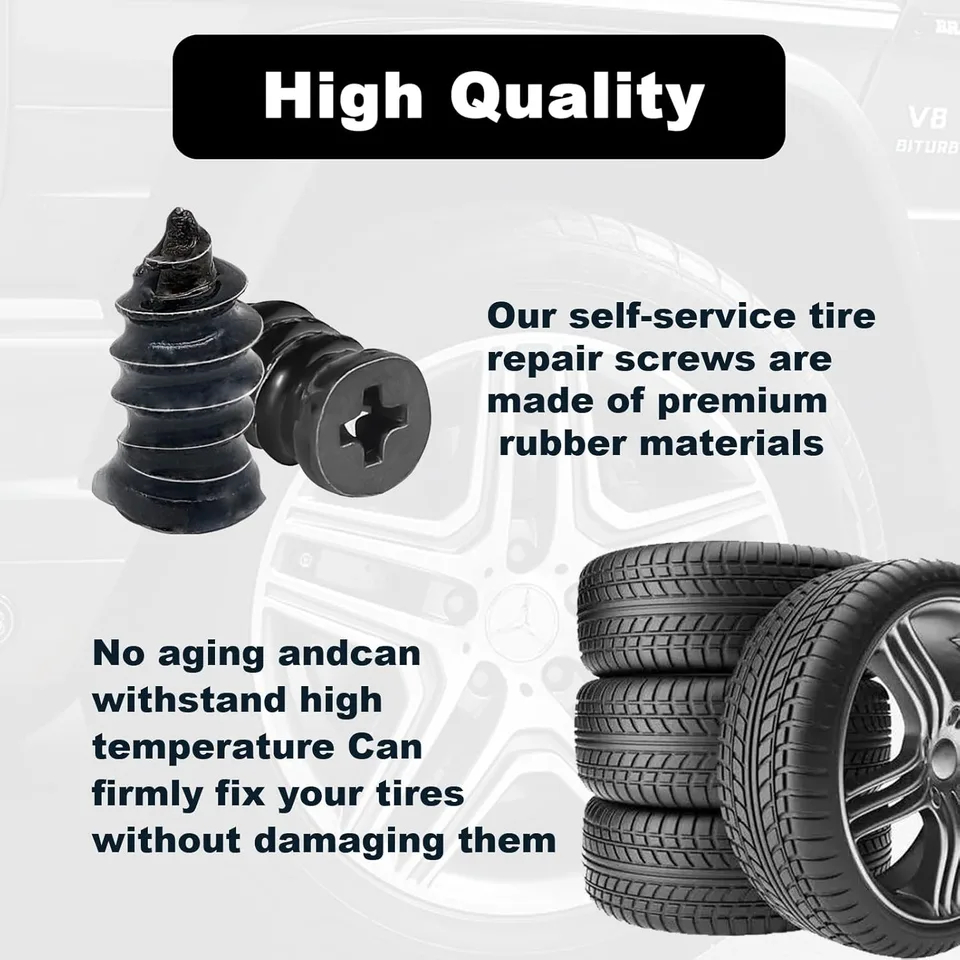 60Pcs Tire Repair Rubber Nail, Rubber Screw Tire Plugs Repair Nail Kit Tires Quick Puncture Repair Tools For Auto Motorcycle, Truck, Tractor Tire Puncture Repair view 2