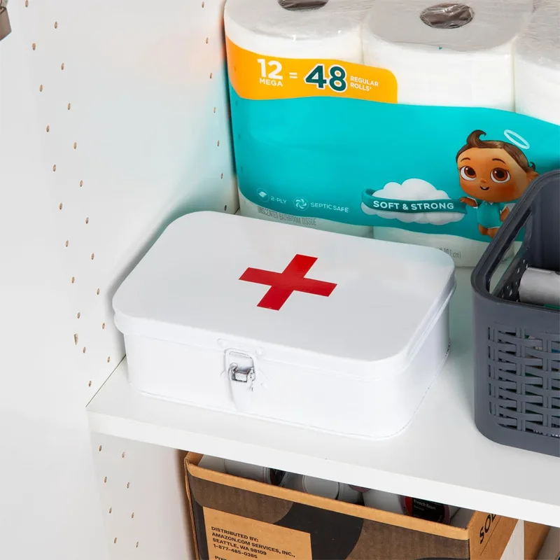 First Aid Box, Emergency Kit, Medical Supply Organizer, Vintage, Buckle Lock view 3