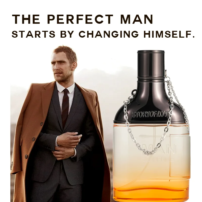 Chained Eau De Cologne For Men,Amber Wood Eau De Cologne, 3.4 FL.OZ Long Lasting Woody Citrus Scent Perfume For Men, Ideal Gift Set view 2