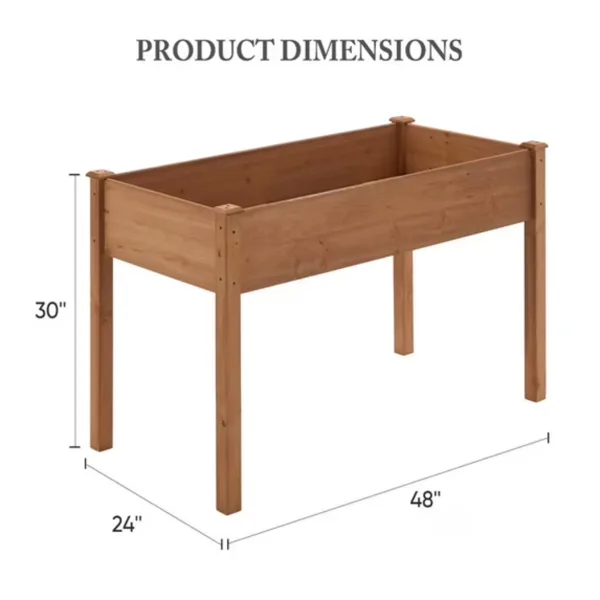 Bed - Cedar Planter With Non-Woven Liner, Bottom Drainage, 30-Inch Height, 48 X 24 X 30 In Sizes For Outdoor Plants Brown Shipment From view 4