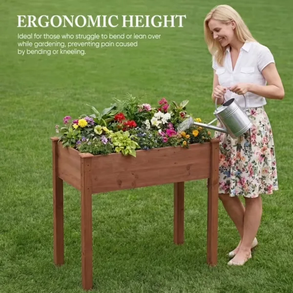 Bed - Cedar Planter With Non-Woven Liner, Bottom Drainage, 30-Inch Height, 34 X 18 X 30 In Sizes For Outdoor Plants Brown  Shipment From Walmart