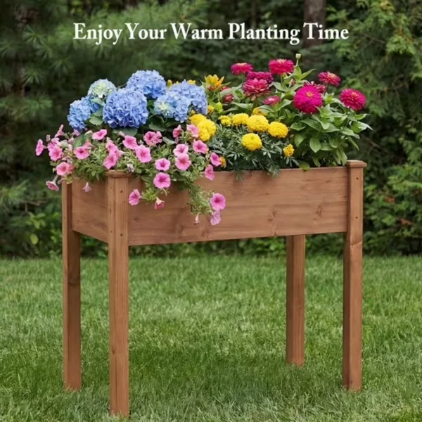 Bed - Cedar Planter With Non-Woven Liner, Bottom Drainage, 30-Inch Height, 34 X 18 X 30 In Sizes For Outdoor Plants Brown Shipment From Walmart