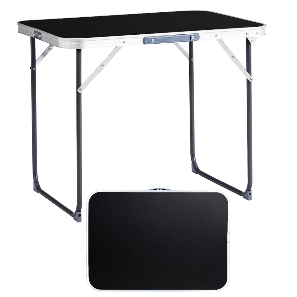 2.3ft Portable Aluminum Folding Camping Table, Indoor Outdoor Lightweight Foldable Picnic Desk, 70-50cm Heavy Duty Small Fold Up Table