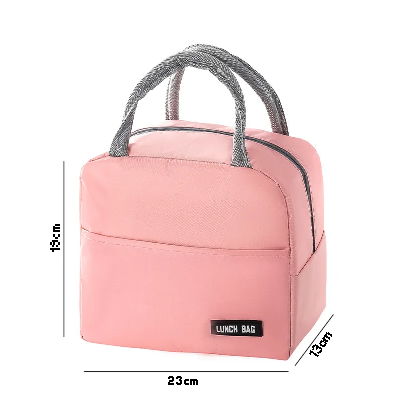 Solid Color Thickened Insulated Lunch Tote Bag, Portable Thermal Cooler Lunch Bag, Reusable Waterproof Food Carrier Bag, Leakproof Lunch view 7