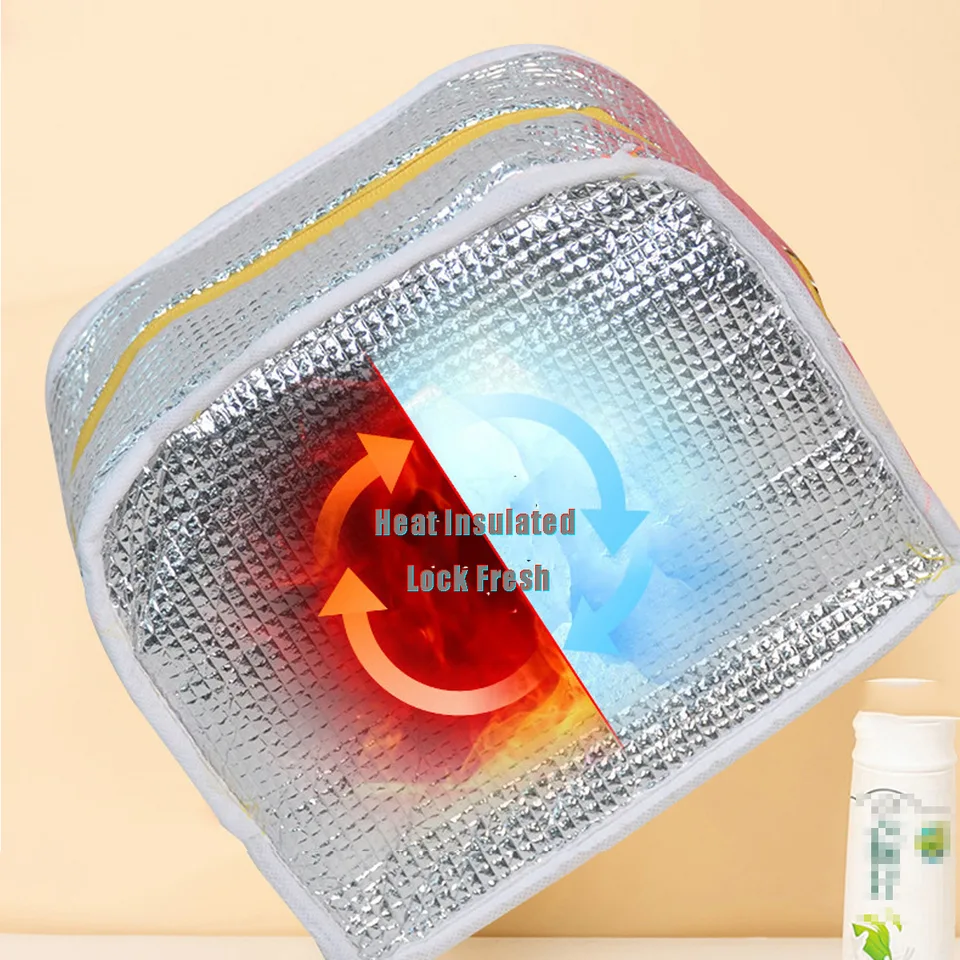 Solid Color Thickened Insulated Lunch Tote Bag, Portable Thermal Cooler Lunch Bag, Reusable Waterproof Food Carrier Bag, Leakproof Lunch view 2