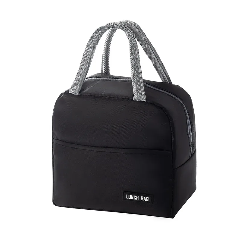 Solid Color Thickened Insulated Lunch Tote Bag, Portable Thermal Cooler Lunch Bag, Reusable Waterproof Food Carrier Bag, Leakproof Lunch view 6