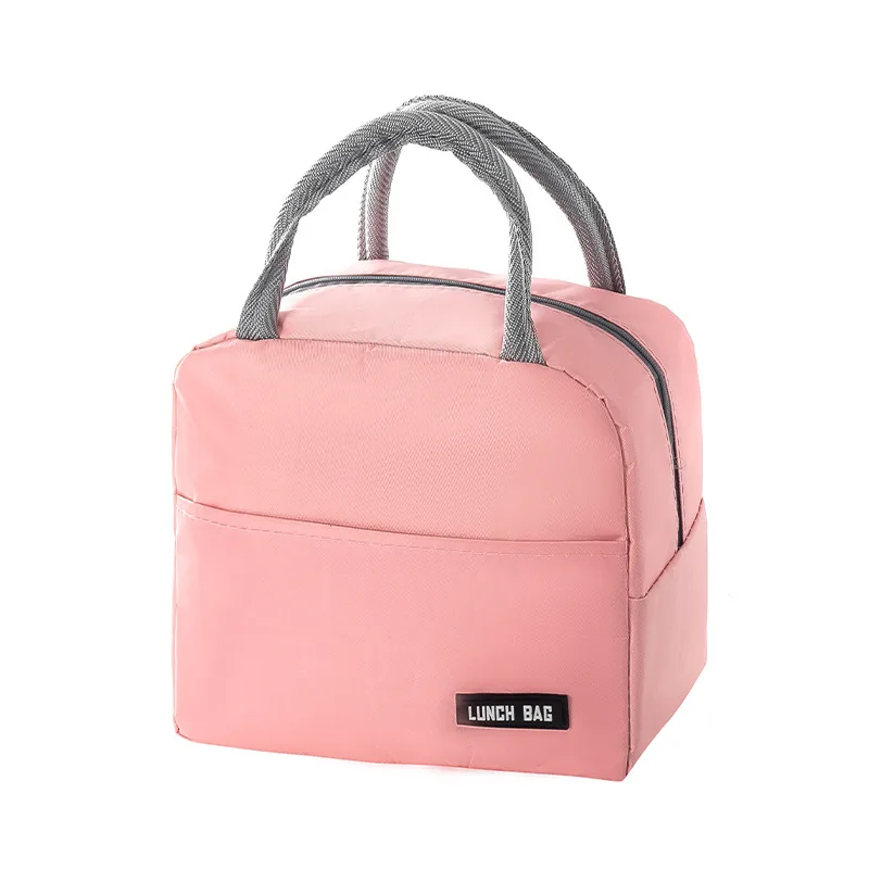 Solid Color Thickened Insulated Lunch Tote Bag, Portable Thermal Cooler Lunch Bag, Reusable Waterproof Food Carrier Bag, Leakproof Lunch view 11