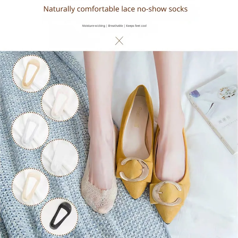 Lace Boat Socks  Two Pairs, Cleverly Blending Lace Lace And Boat Sock Design, Skin Friendly And Breathable, Versatile Yet Exquisite view 2