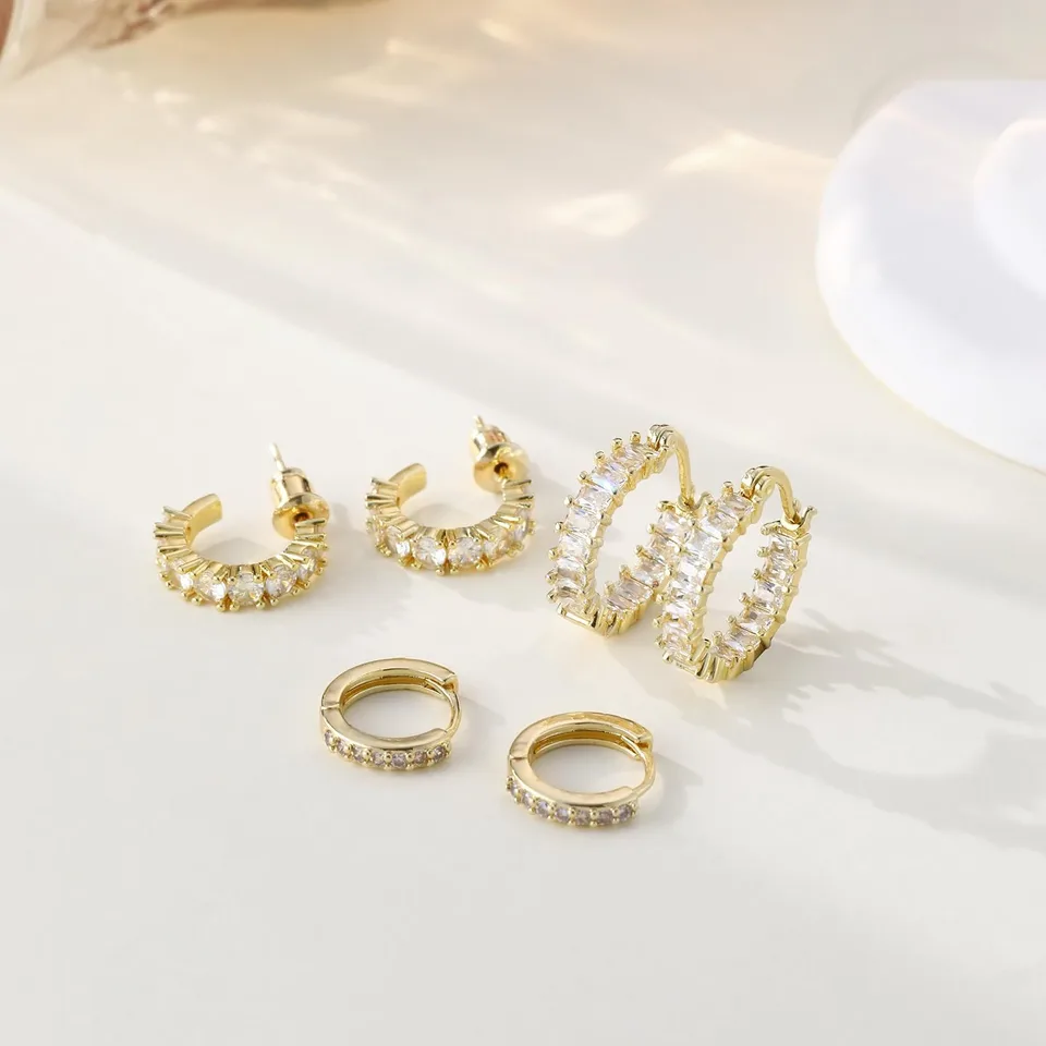 Cube Zircon Dome Set Thick Small Sharp Corner Dome Fashionable Daily Perforated Jewelry, Fashionable Daily Perforated Versatile Jewelry view 2