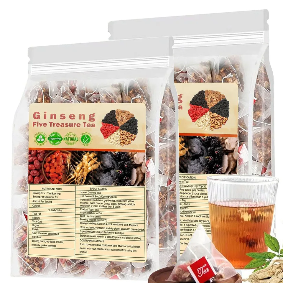 25bags Kidney Tea Formula Ginseng Five Treasure Tea Combination Scented Tea Eight Treasure Tea Red Date Wolfberry Tea Men's Tea Health Tea view 2