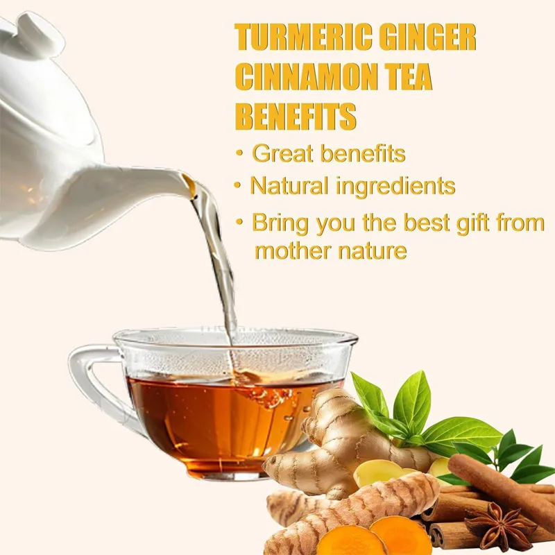 120 Bags Turmeric Ginger Cinnamon Tea Bags, Anti-Inflammatory Herbal Tea, Caffeine Sugar Gluten Free Vegan Wellness Drink view 4