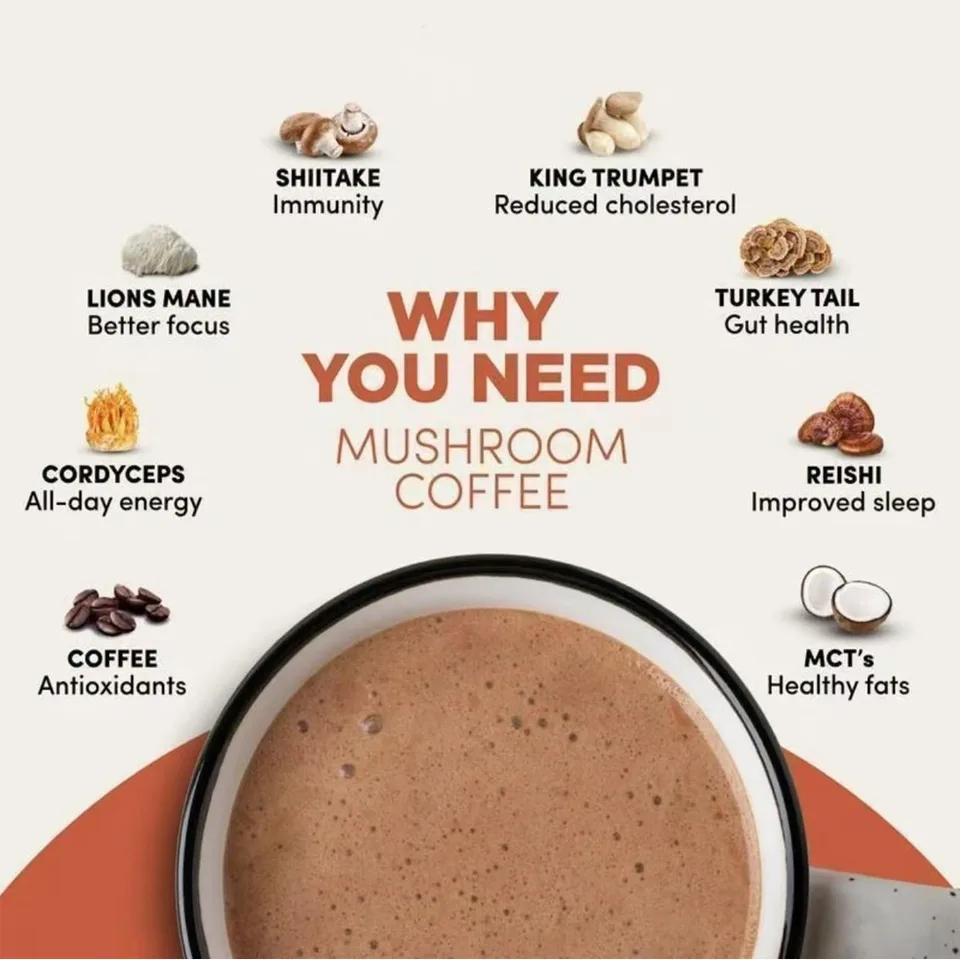 Organic Mushroom Instant Coffee, 6 Adaptogenic Mushrooms Medium Roast, 30 Servings view 3