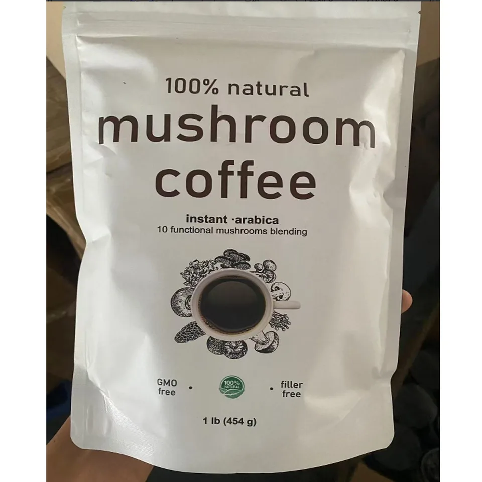 10in1 Mushroom Coffee Powder, Premium Arabica Instant Coffee Blend With Mane, Reishi, Chaga  8 Functional Mushrooms, Low Caffeine, Non GMO, FillerFree,1 LB view 4