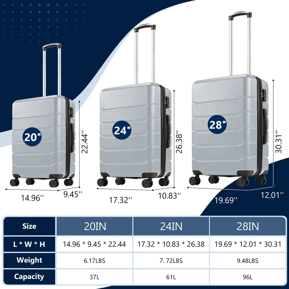 Hard Shell Carry On Suitcase, ABS Spinner Wheel Luggage, Lightweight And Expandable Rolling Travel Bag view 6