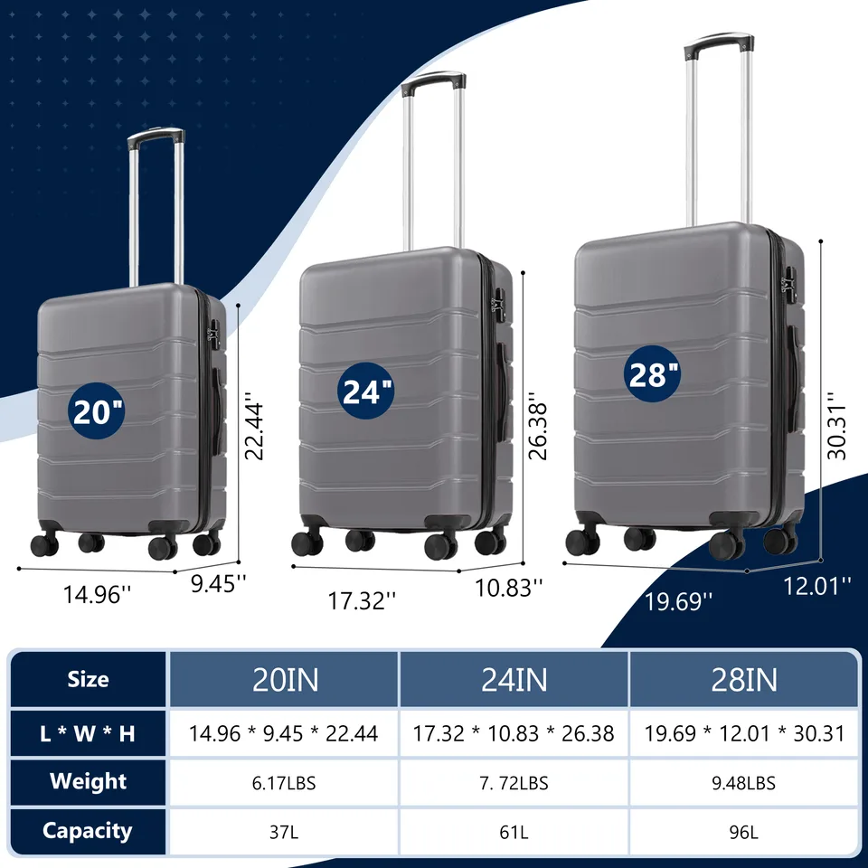Hard Shell Carry On Suitcase, ABS Spinner Wheel Luggage, Lightweight And Expandable Rolling Travel Bag view 8