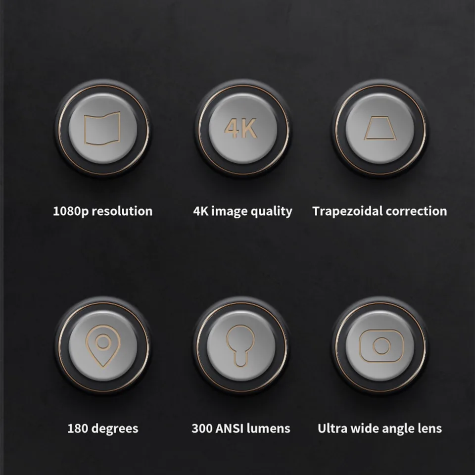 Projector HD For Home Theater Office 360 Degree Rotatable PTZ Portable Mini HY320 AU Plug 110‐220V Black view 2