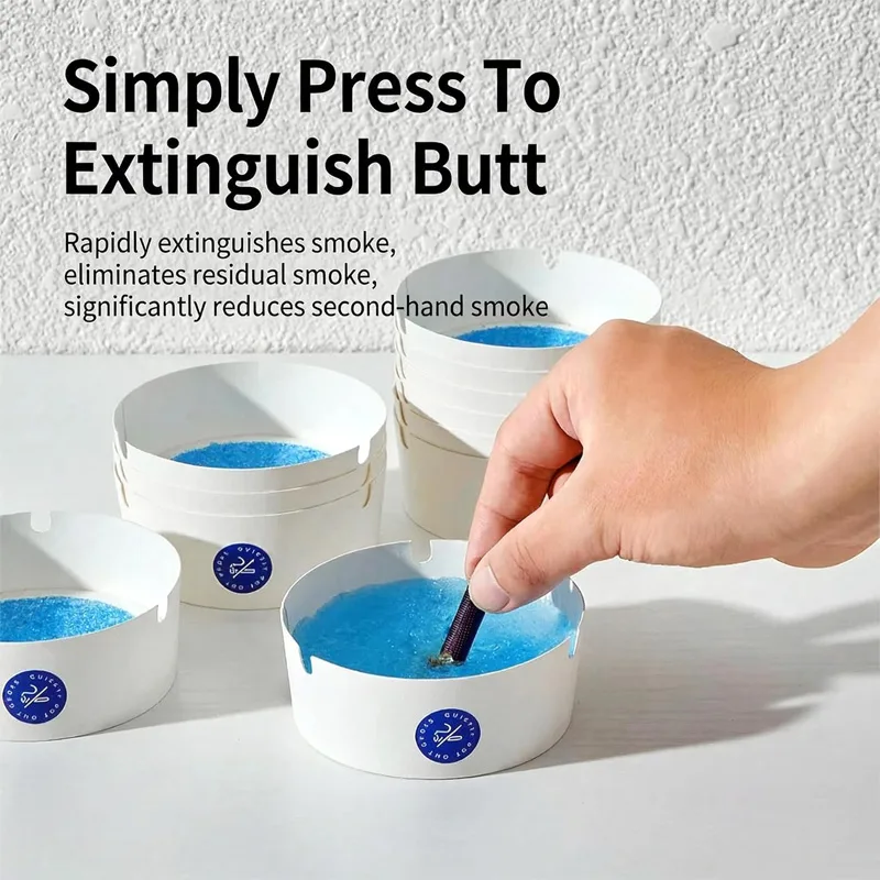 25pcs Disposable Ashtrays,Disposable Ashtrays For Cigarettes With Water Foaming Sand Base, Odor Control, Portable Ashtray For Home, Office view 4