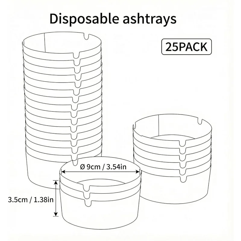 25pcs Disposable Ashtrays,Disposable Ashtrays For Cigarettes With Water Foaming Sand Base, Odor Control, Portable Ashtray For Home, Office view 3