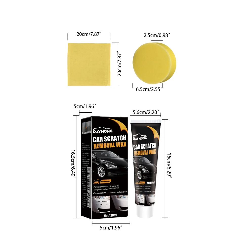 Car Scratch Repair Wax, Auto Paint Scratch Remover With Sponge & Towel, Restores Faded Car Paint, Removes Oxidation Stains Water Marks view 2