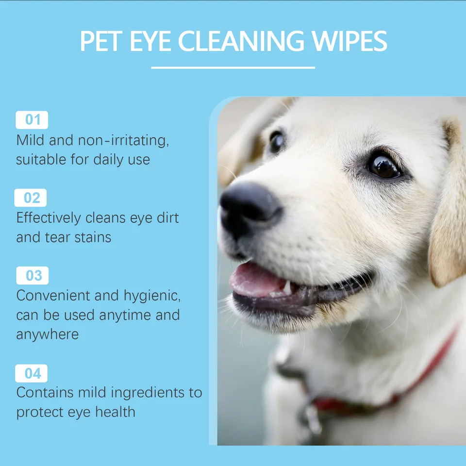 Pet Eye Cleaning Wipes For Dogs & Cats, Tear Stain Remover Pads, Mild Citric Acid Formula, 60 Count view 3