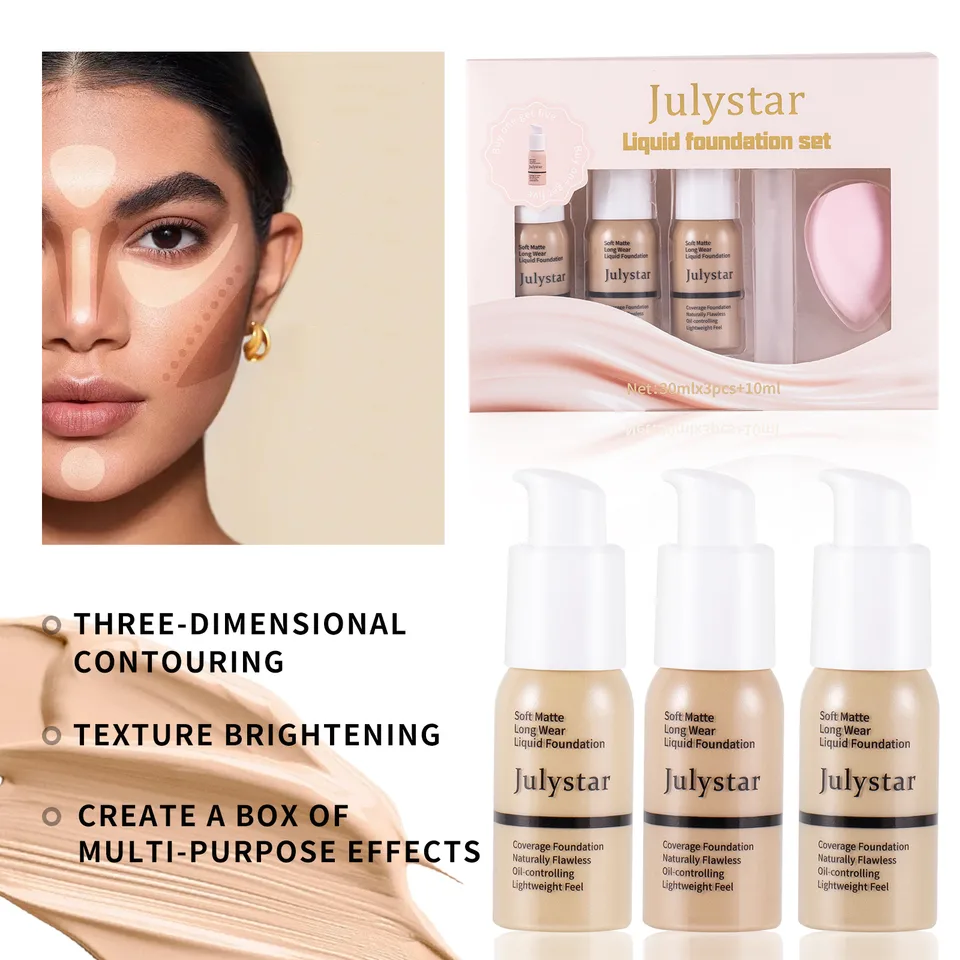 Concealer Long Lasting Makeup Setting Without Taking Off Makeup Liquid Foundation Facial Natural Moisturizing Foundation Make-up Set view 6