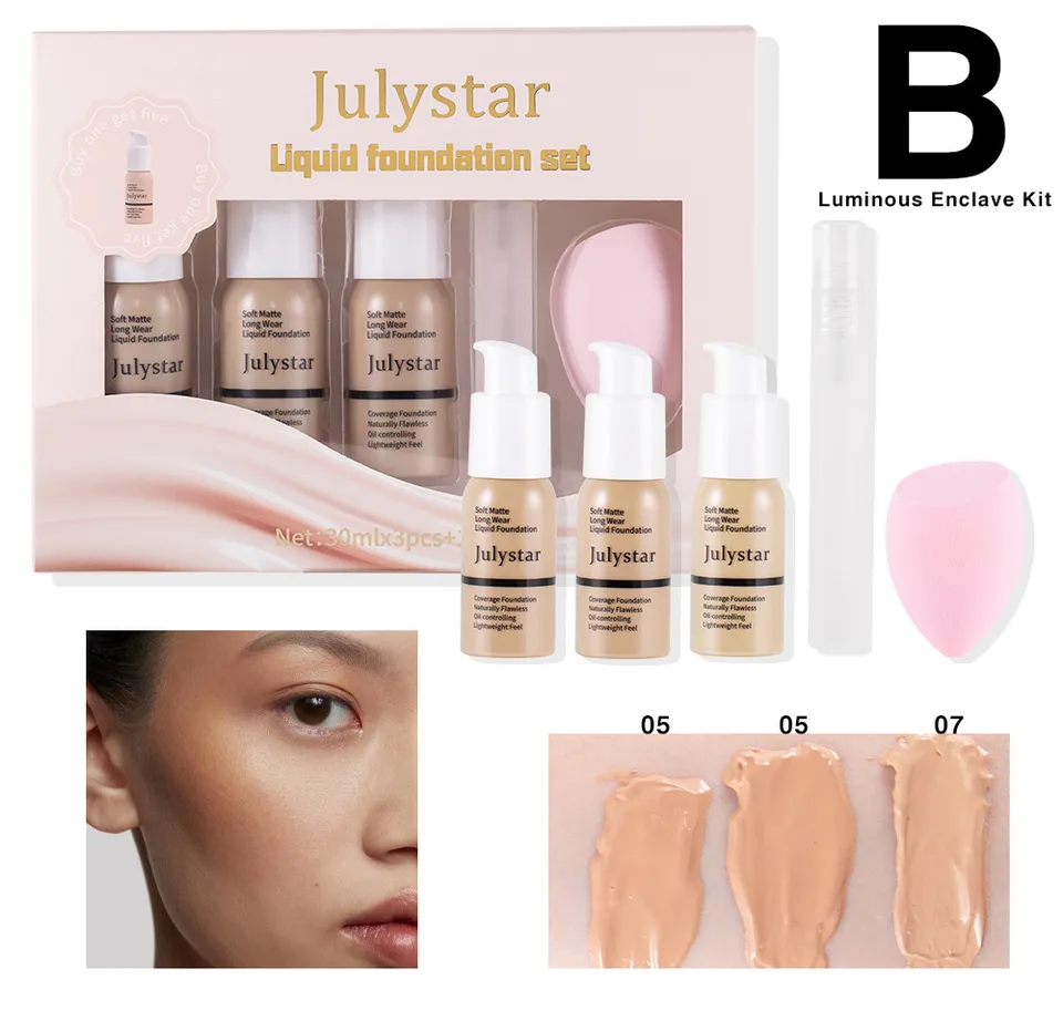 Concealer Long Lasting Makeup Setting Without Taking Off Makeup Liquid Foundation Facial Natural Moisturizing Foundation Make-up Set view 2