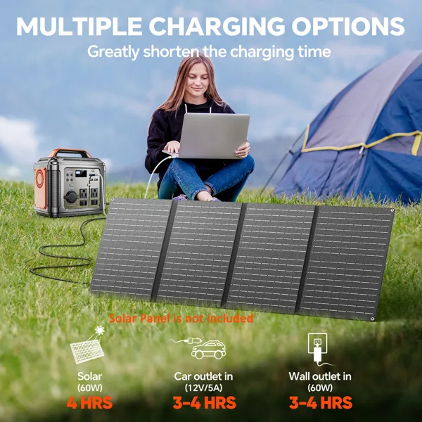 Powerbank 300w Portable Power Station With 60w Solar Panel For Camping Solar Generator 296 Wh 80000m Ah Lithium Battery view 5