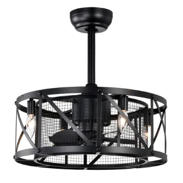 20''Industrial Ceiling Fan With Remote Control,3 Speed,AC Motor, Timing,5 PC Blades Small Size Ceiling Fan- For Bedroom, Living Room--NOT Included Bulbs--Matte Bla