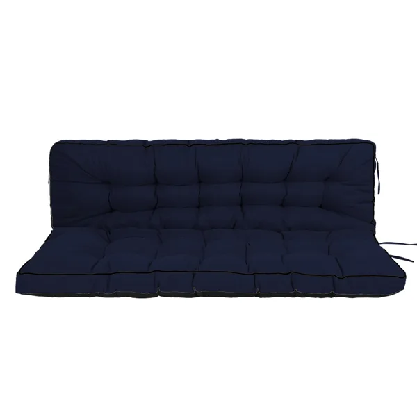 Outdoor Swing Cushions 55 Inch,Waterproof 4in Thick Porch Swing Cushion Replacement With Backrest And Ties,Comfortable 2-3 Seat Pation Swing Pad For Backyard,Garden,Lawn,Outdoor Furniture Dark Blue