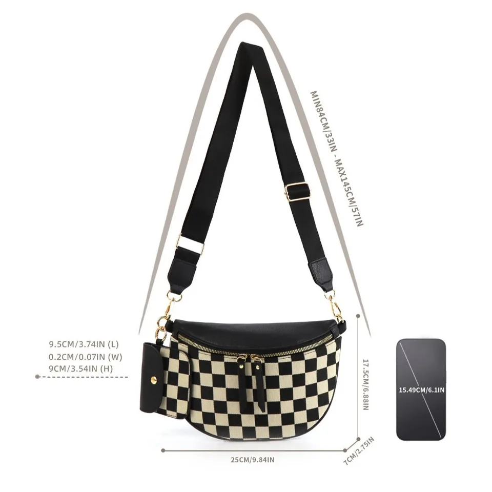 Only Self Pickup---Ladies' Trendy Checkerboard Pattern Portable Bag view 7