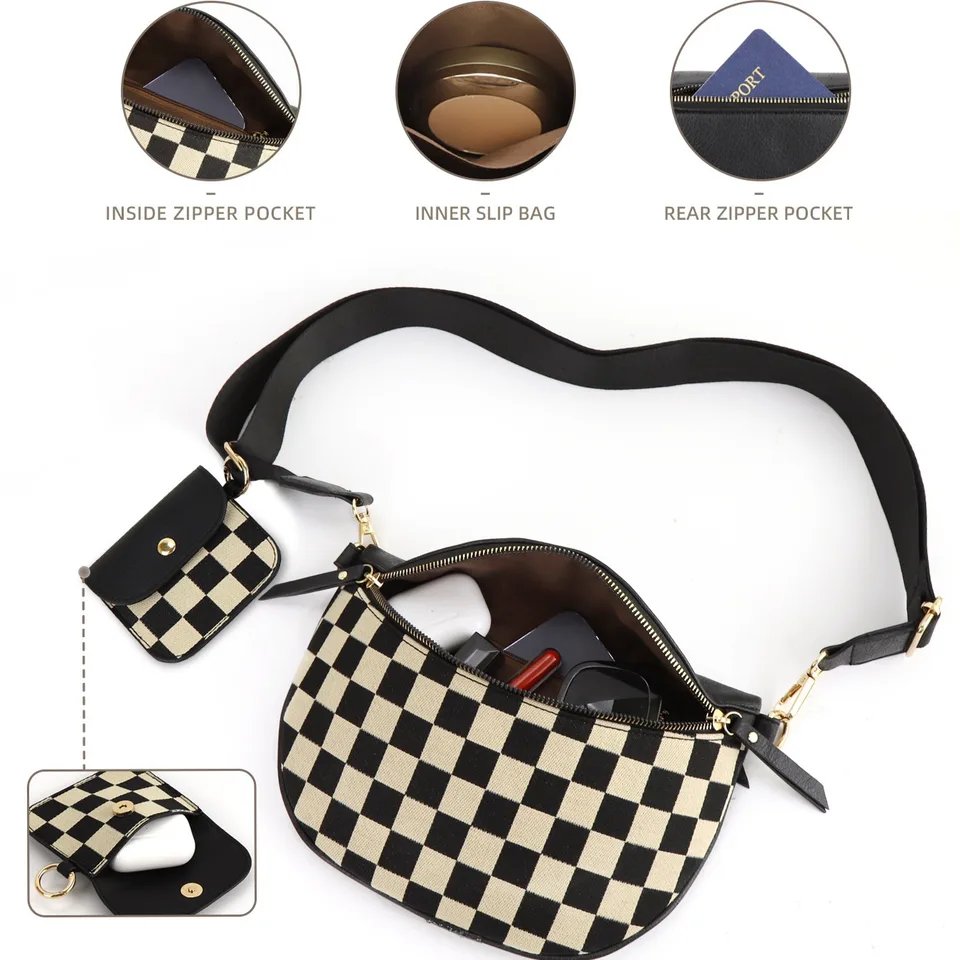Only Self Pickup---Ladies' Trendy Checkerboard Pattern Portable Bag view 8