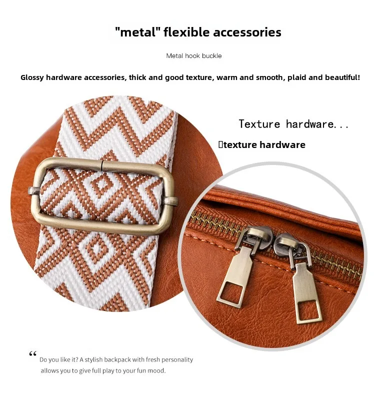 Only Self Pickup---Women Chest Bag Sling Bag, Guitar Strap Small Crossbody PU Leather Satchel Daypack view 13